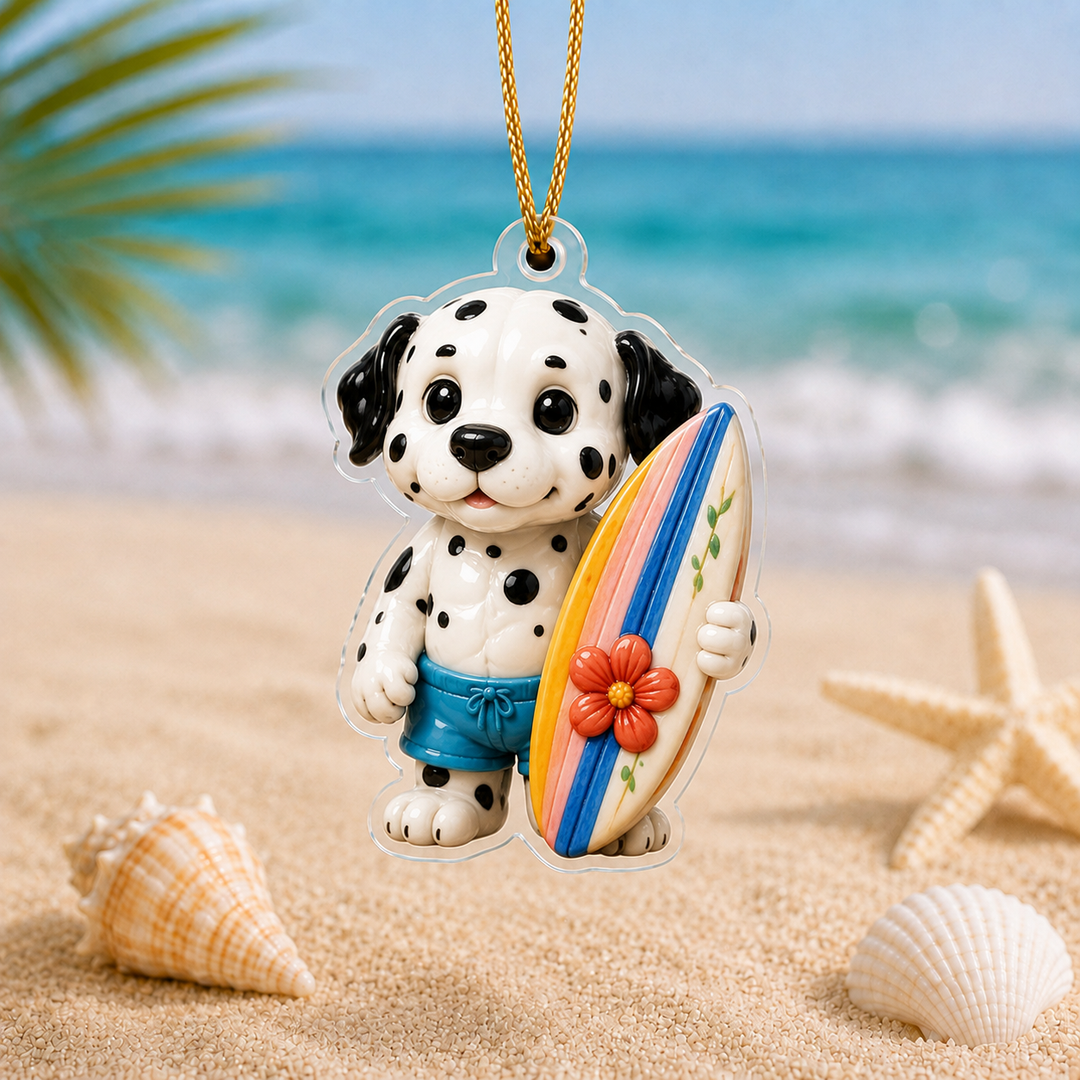 Surf Dalmatian Adorable Mica Ornament NCU0NT015