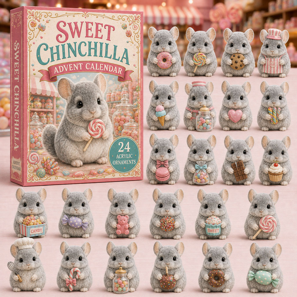 CHRISTMAS KICKOFF 40% OFF - Sweet Chinchilla Advent Calendar 2026 - 24-Day Festive Countdown, Acrylic Charms Blind Box - Gift For Chinchilla Lovers AC0TM125