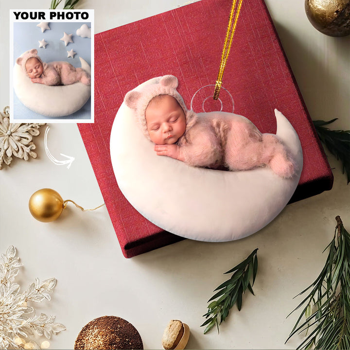 Sweet Pea - Personalized Photo Mica Ornament - Christmas Gift For Family Members