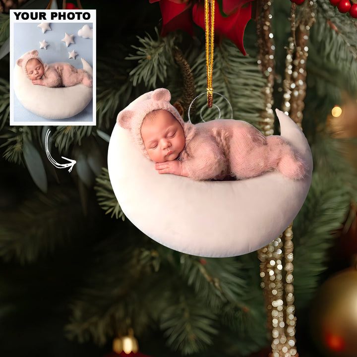 Sweet Pea - Personalized Photo Mica Ornament - Christmas Gift For Family Members