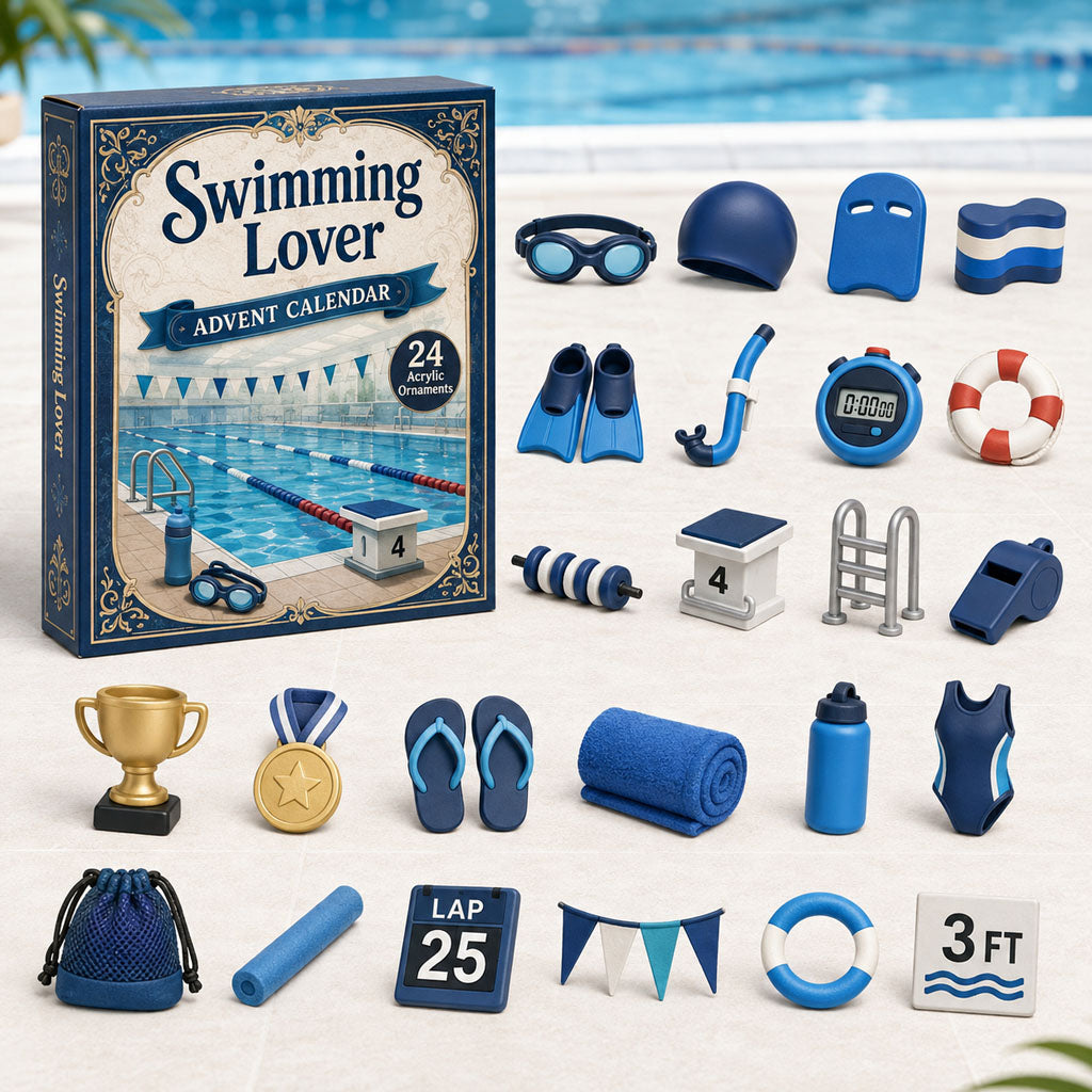 CHRISTMAS KICKOFF 40% OFF - Swimming Lover Advent Calendar 2026 - 24-Day Festive Countdown, Acrylic Charms Blind Box - Gift For Sport Lovers AC0HA067