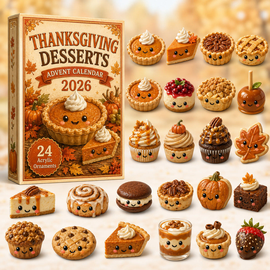 THANKSGIVING KICKOFF 40% OFF - Thanksgiving Desserts Advent Calendar 2026 - 24-Day Festive Countdown, Acrylic Charms Blind Box - Gift For Family & Friends AC0HT380