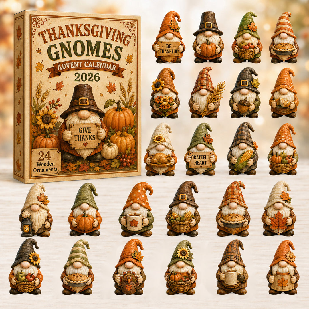 THANKSGIVING KICKOFF 40% OFF - Thanksgiving Gnomes Advent Calendar 2026 - 24-Day Festive Countdown, Wooden Charms Blind Box - Gift For Family & Friends AC0HT398
