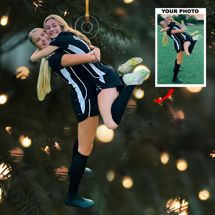 Together Always - Personalized Photo Mica Ornament - Christmas Gift For Football Players, Football Lovers