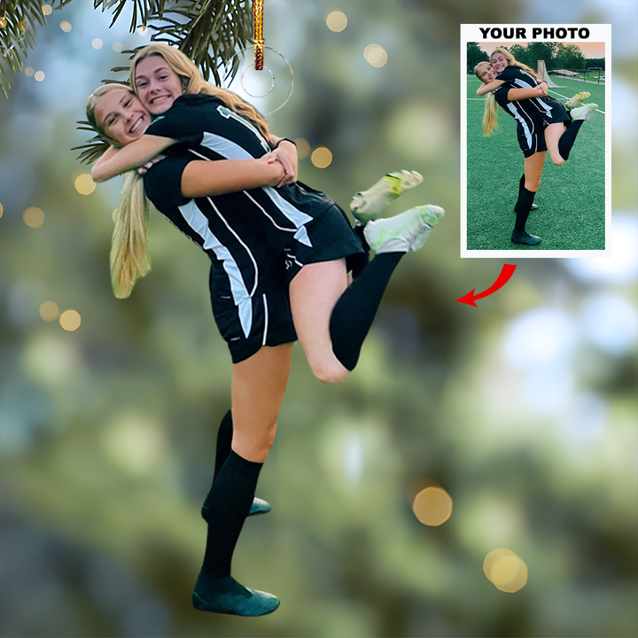 Together Always - Personalized Photo Mica Ornament - Christmas Gift For Football Players, Football Lovers