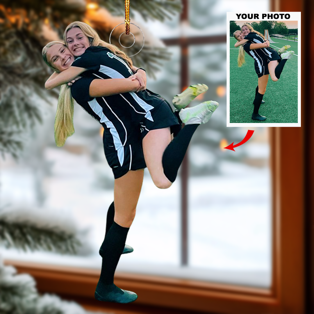 Together Always - Personalized Photo Mica Ornament - Christmas Gift For Football Players, Football Lovers