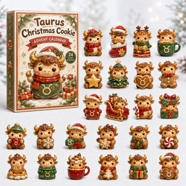 CHRISTMAS KICKOFF 40% OFF - Taurus Christmas Cookie Advent Calendar 2026 - 24-Day Festive Countdown, Acrylic Charms Blind Box - Gift For Astrology Lovers AC0HA204