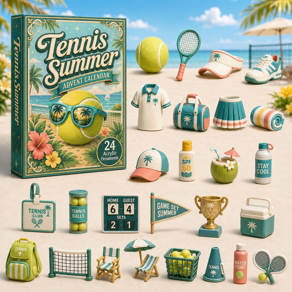 CHRISTMAS KICKOFF 40% OFF - Tennis Summer Advent Calendar 2026 - 24-Day Festive Countdown, Acrylic Charms Blind Box - Gift For Tennis Lovers AC0HA050