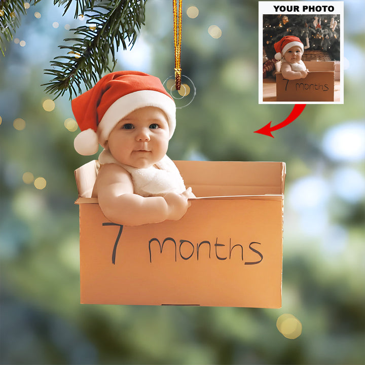 Baby’s Month Christmas - Personalized Photo Mica Ornament - Christmas Gift For Family Members, New Mom, New Dad
