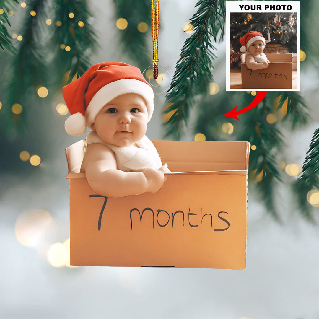 Baby’s Month Christmas - Personalized Photo Mica Ornament - Christmas Gift For Family Members, New Mom, New Dad