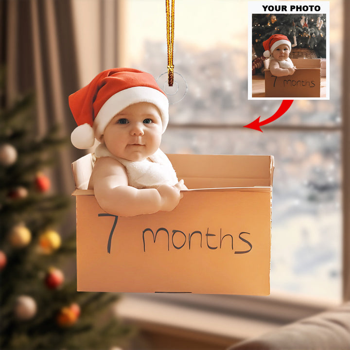 Baby’s Month Christmas - Personalized Photo Mica Ornament - Christmas Gift For Family Members, New Mom, New Dad