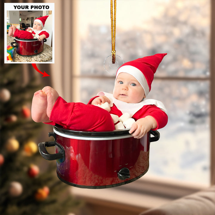 Crock-Pot Cutie - Personalized Photo Mica Ornament - Christmas Gift For Family Members, New Mom, New Dad