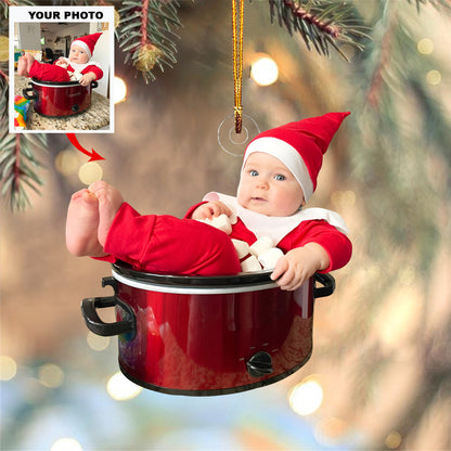 Crock-Pot Cutie - Personalized Photo Mica Ornament - Christmas Gift For Family Members, New Mom, New Dad