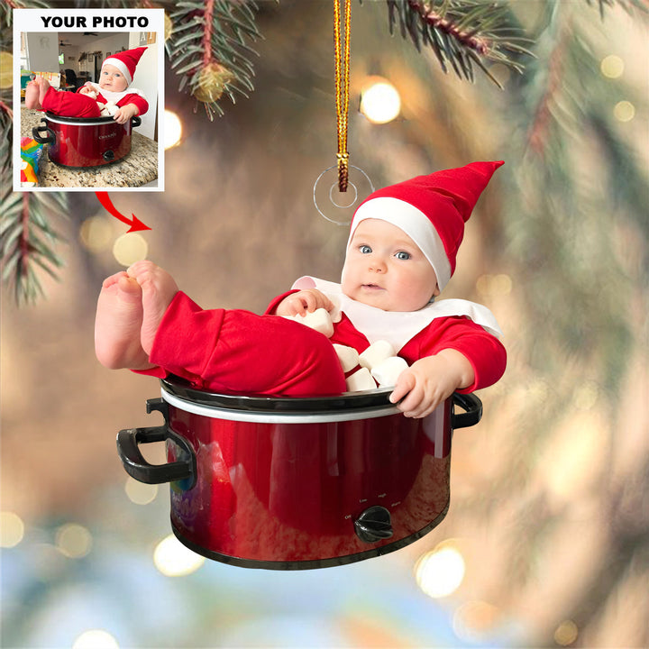Crock-Pot Cutie - Personalized Photo Mica Ornament - Christmas Gift For Family Members, New Mom, New Dad