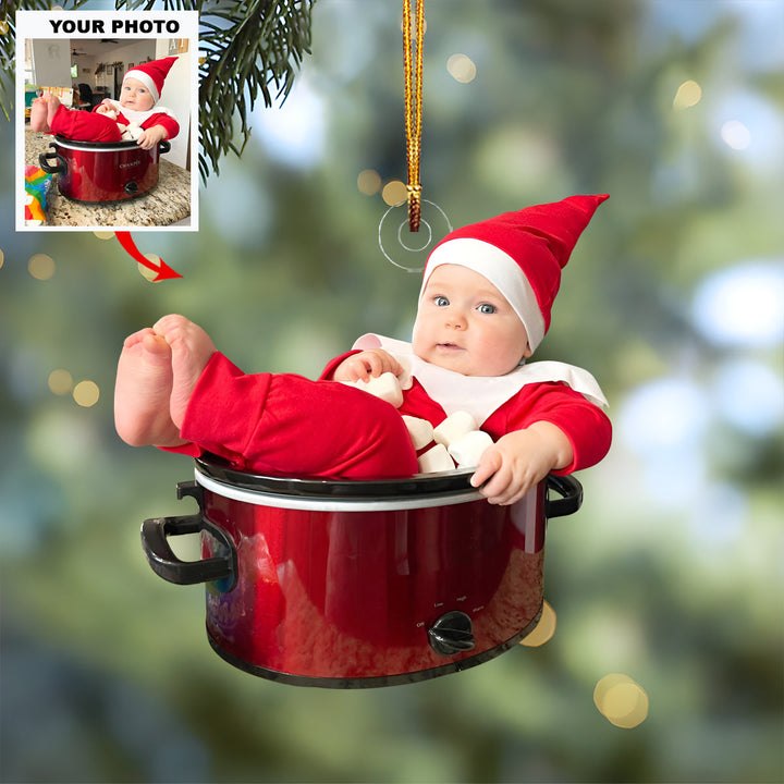 Crock-Pot Cutie - Personalized Photo Mica Ornament - Christmas Gift For Family Members, New Mom, New Dad