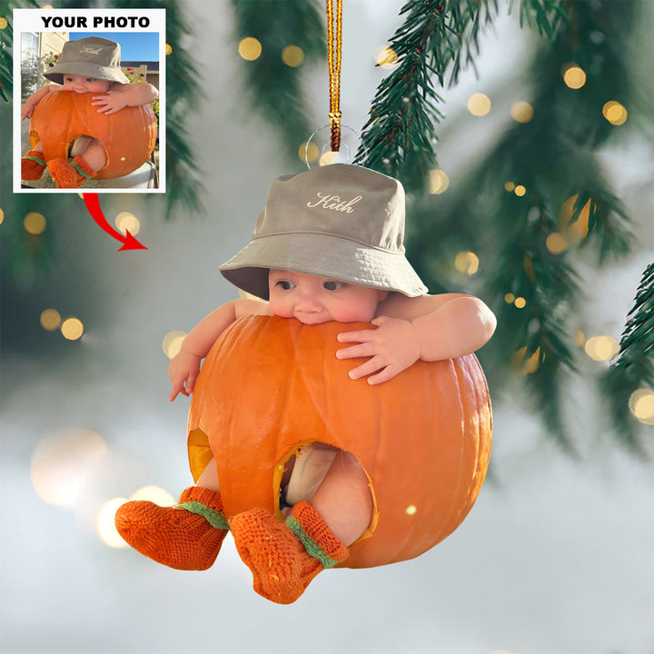 Baby Pumpkin Cutie Christmas - Personalized Photo Mica Ornament - Christmas Gift For Family Members, New Mom, New Dad