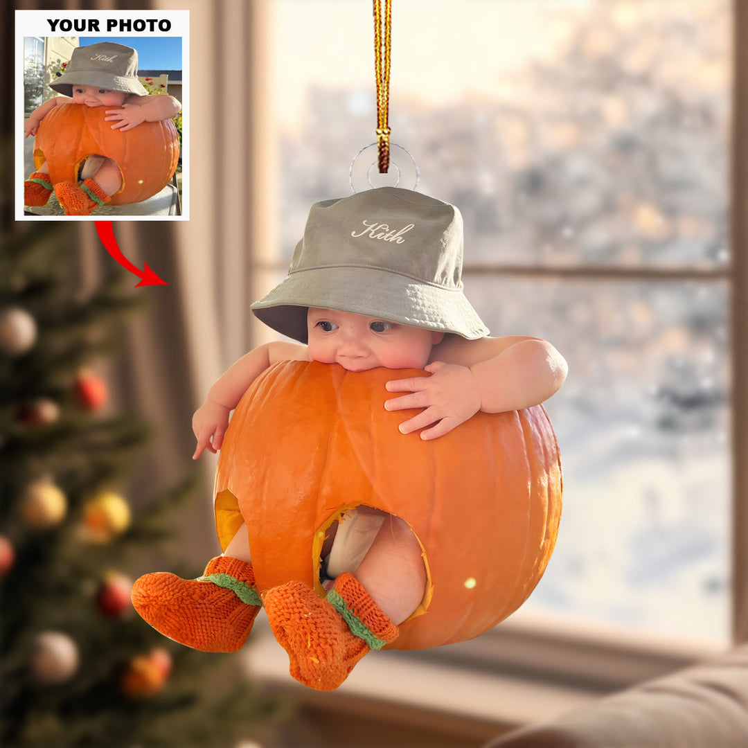 Baby Pumpkin Cutie Christmas - Personalized Photo Mica Ornament - Christmas Gift For Family Members, New Mom, New Dad