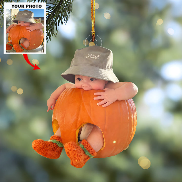 Baby Pumpkin Cutie Christmas - Personalized Photo Mica Ornament - Christmas Gift For Family Members, New Mom, New Dad