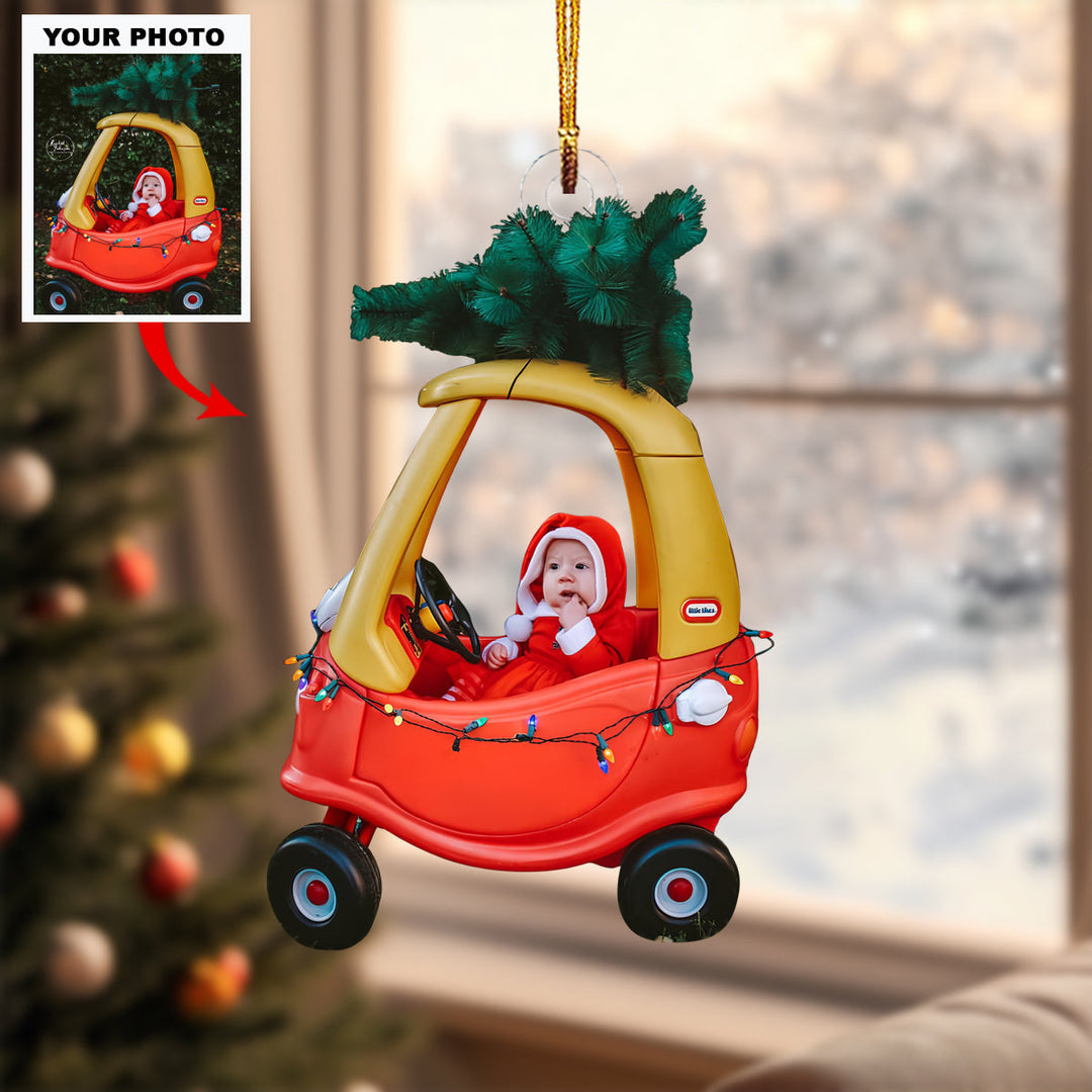 Santa’s Little Driver - Personalized Photo Mica Ornament - Christmas Gift For Family Members, New Mom, New Dad