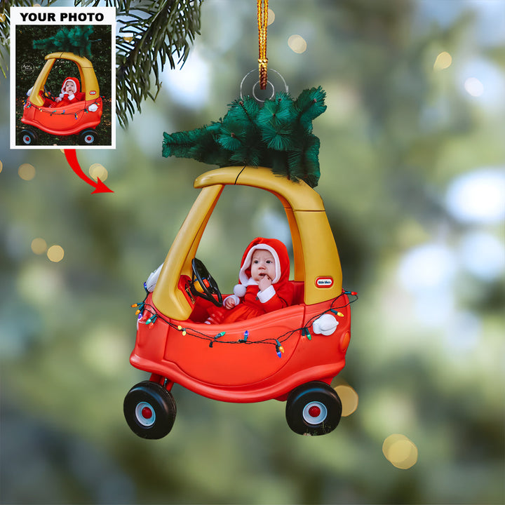 Santa’s Little Driver - Personalized Photo Mica Ornament - Christmas Gift For Family Members, New Mom, New Dad