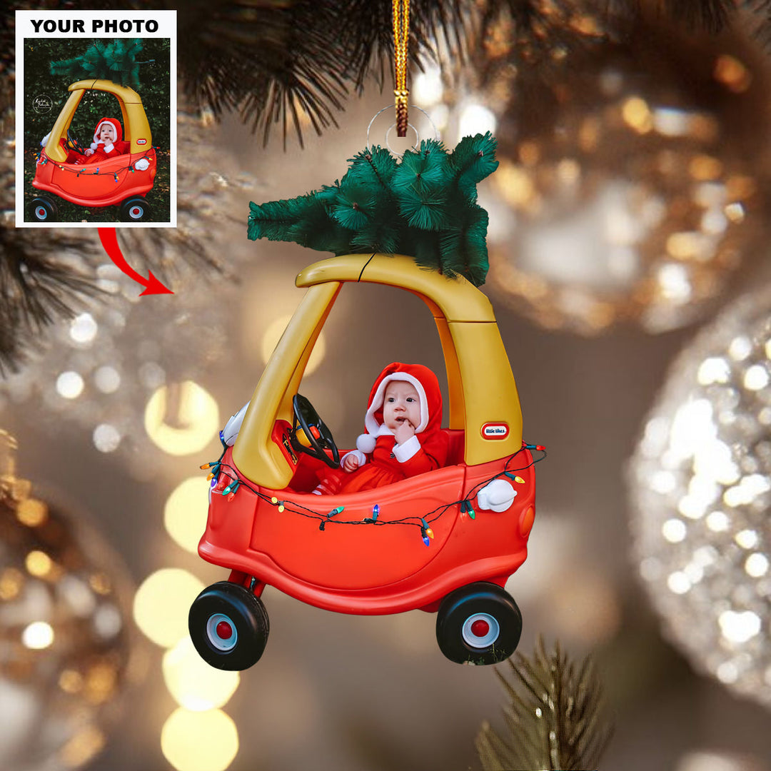 Santa’s Little Driver - Personalized Photo Mica Ornament - Christmas Gift For Family Members, New Mom, New Dad