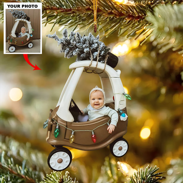 Holiday Road Trip Baby - Personalized Photo Mica Ornament - Christmas Gift For Family Members, New Mom, New Dad