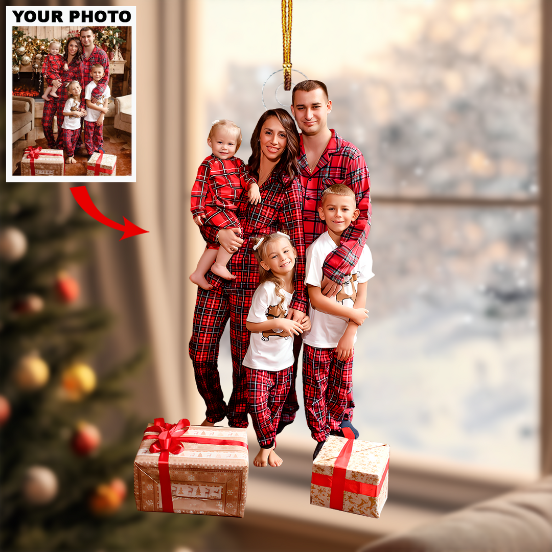 Our Family Christmas Pajamas - Personalized Photo Mica Ornament - Christmas Gift For Family Members