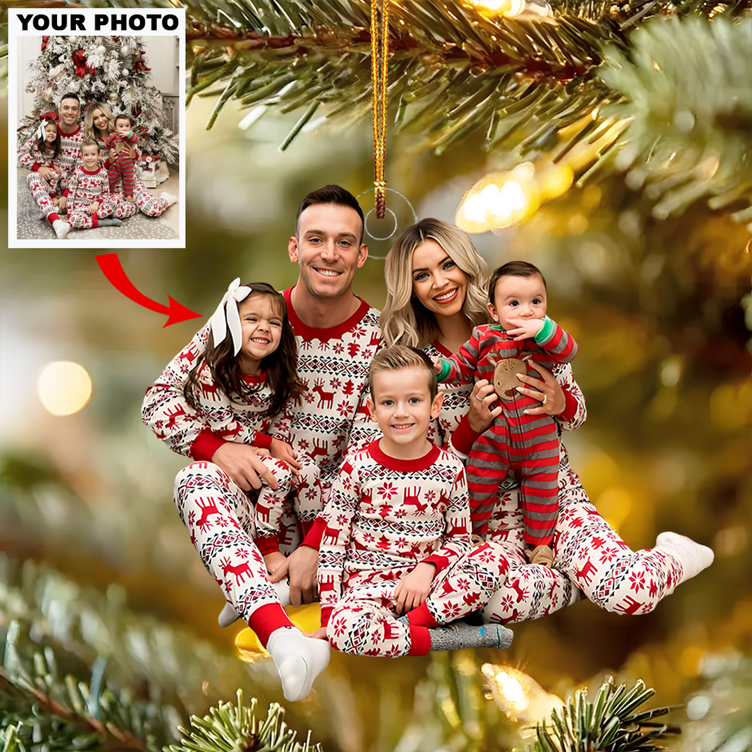 A Cozy Christmas - Personalized Photo Mica Ornament - Christmas Gift For Family Members, Newborn Baby Family