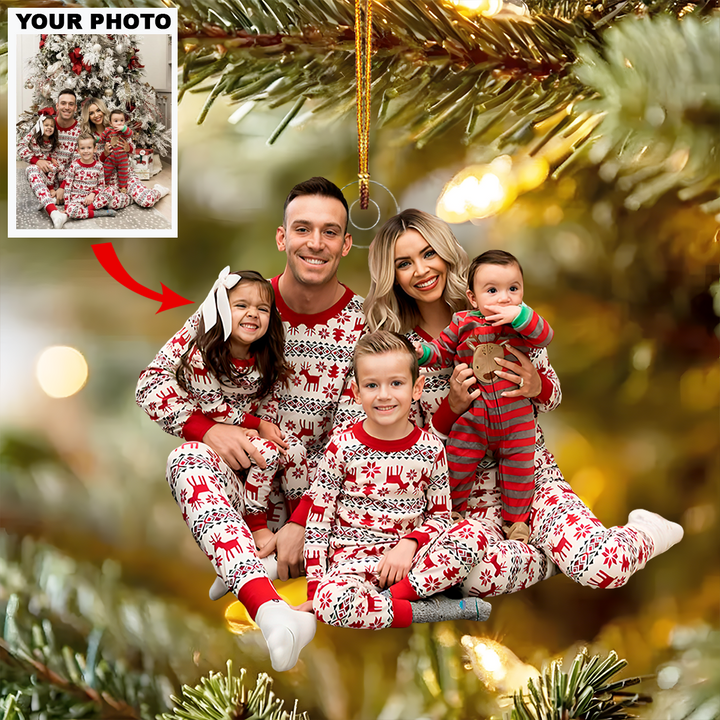 A Cozy Christmas - Personalized Photo Mica Ornament - Christmas Gift For Family Members, Newborn Baby Family