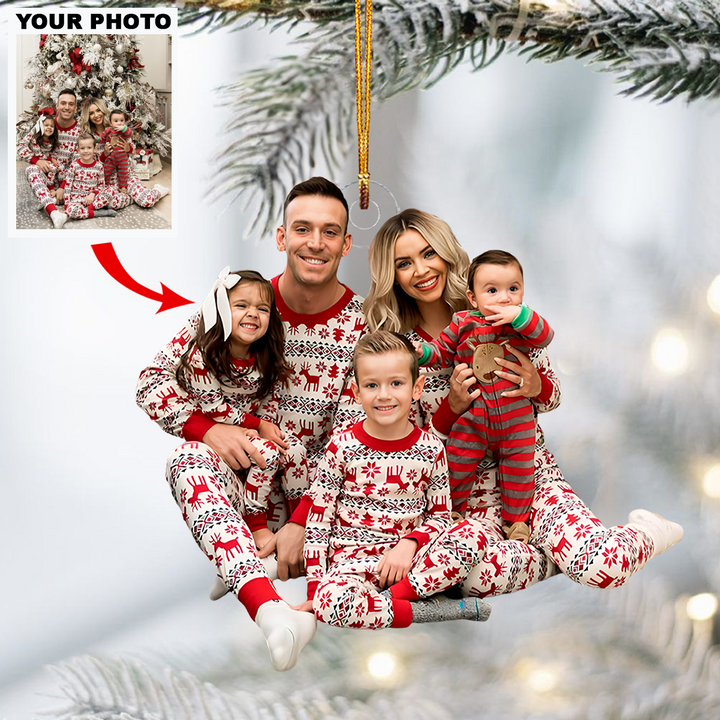 A Cozy Christmas - Personalized Photo Mica Ornament - Christmas Gift For Family Members, Newborn Baby Family