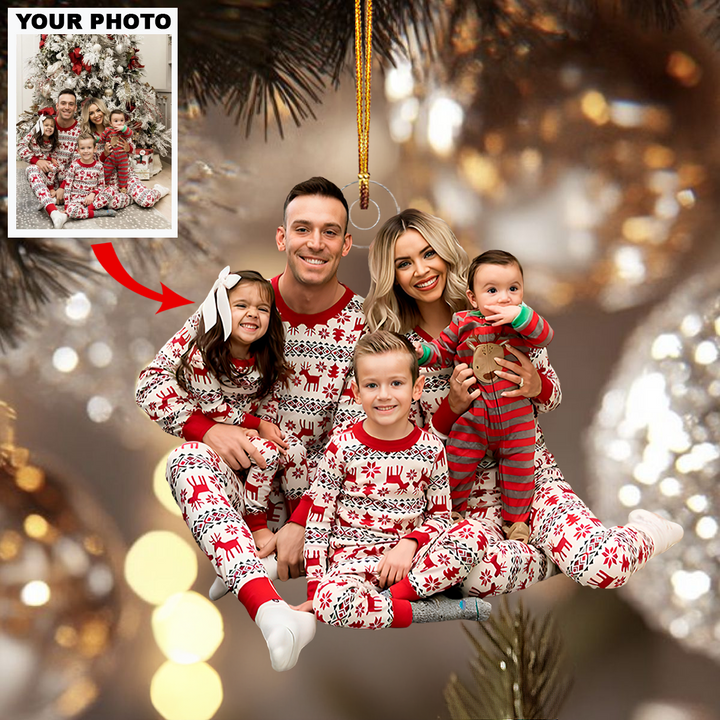 A Cozy Christmas - Personalized Photo Mica Ornament - Christmas Gift For Family Members, Newborn Baby Family
