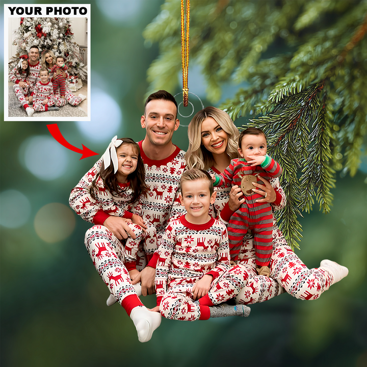 A Cozy Christmas - Personalized Photo Mica Ornament - Christmas Gift For Family Members, Newborn Baby Family