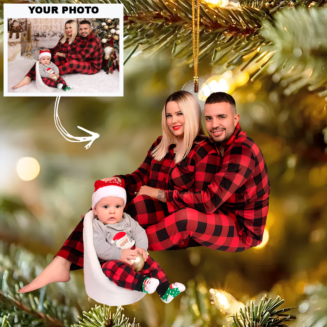 First Christmas As A Family - Personalized Photo Mica Ornament - Christmas Gift For Family Members, Newborn Baby Family