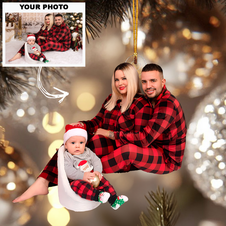 First Christmas As A Family - Personalized Photo Mica Ornament - Christmas Gift For Family Members, Newborn Baby Family