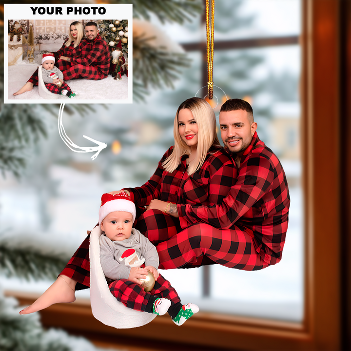 First Christmas As A Family - Personalized Photo Mica Ornament - Christmas Gift For Family Members, Newborn Baby Family