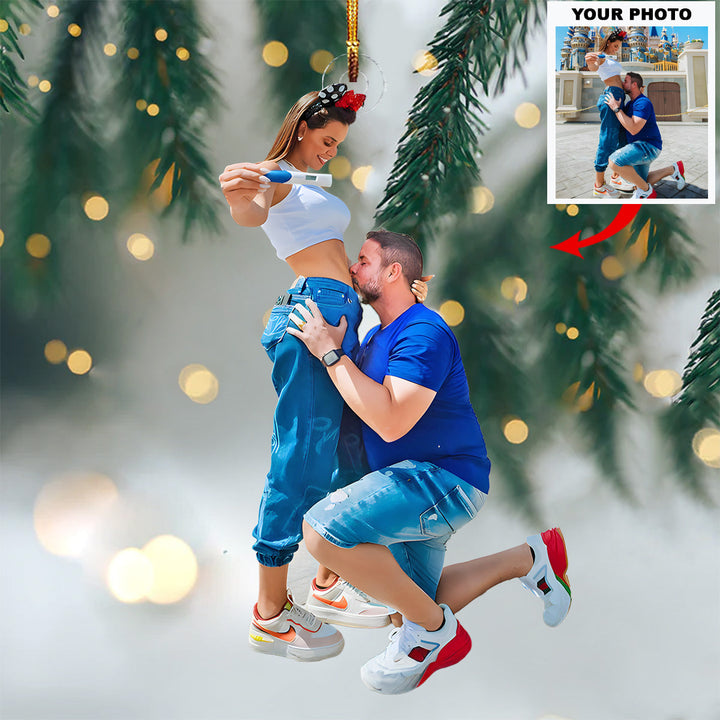 Coming Soon Baby Announcement - Personalized Photo Mica Ornament - Christmas Gift For Family Members