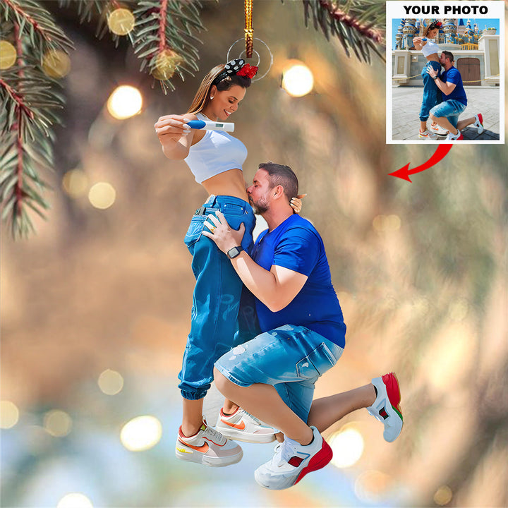 Coming Soon Baby Announcement - Personalized Photo Mica Ornament - Christmas Gift For Family Members