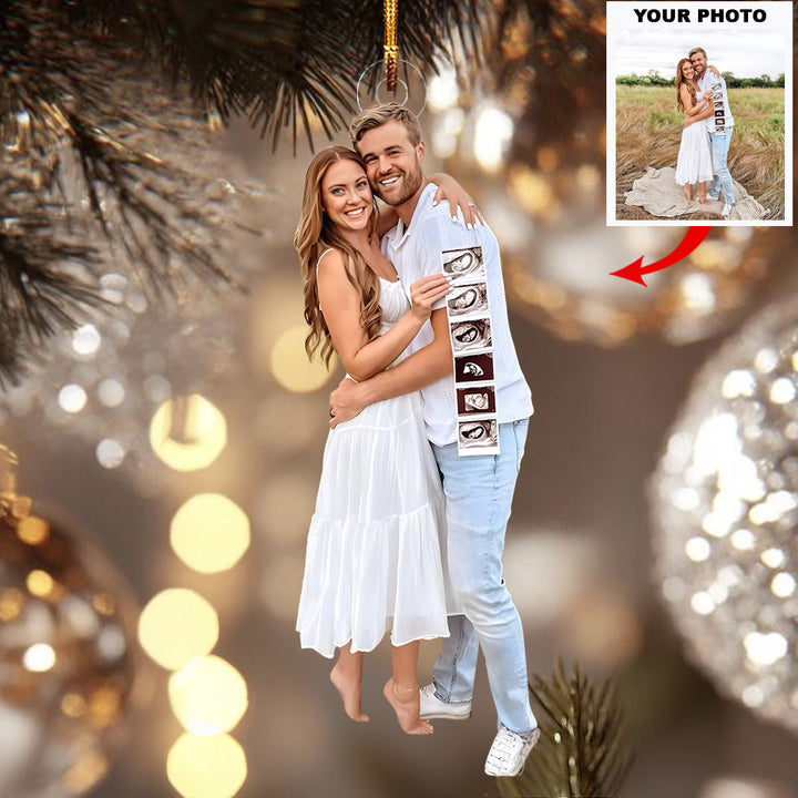 First Christmas as Mom & Dad-to-Be - Personalized Photo Mica Ornament - Christmas Gift For Family Members