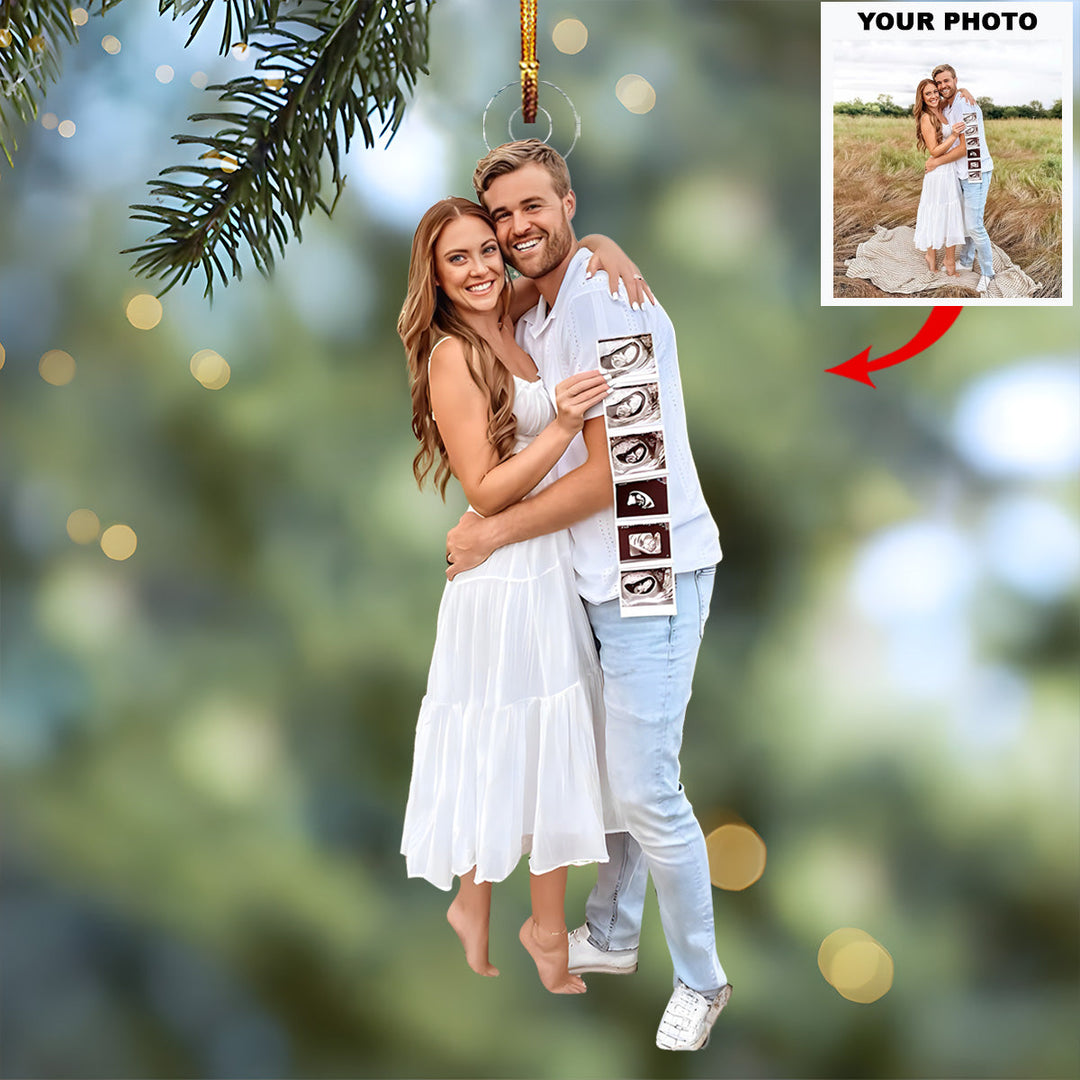 First Christmas as Mom & Dad-to-Be - Personalized Photo Mica Ornament - Christmas Gift For Family Members