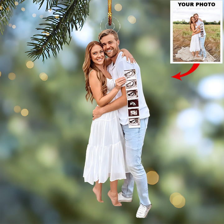 First Christmas as Mom & Dad-to-Be - Personalized Photo Mica Ornament - Christmas Gift For Family Members