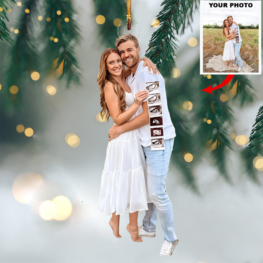 First Christmas as Mom & Dad-to-Be - Personalized Photo Mica Ornament - Christmas Gift For Family Members