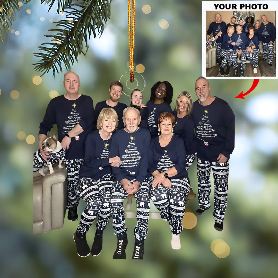 Our Family Christmas Pajamas - Personalized Photo Mica Ornament - Christmas Gift For Family Members