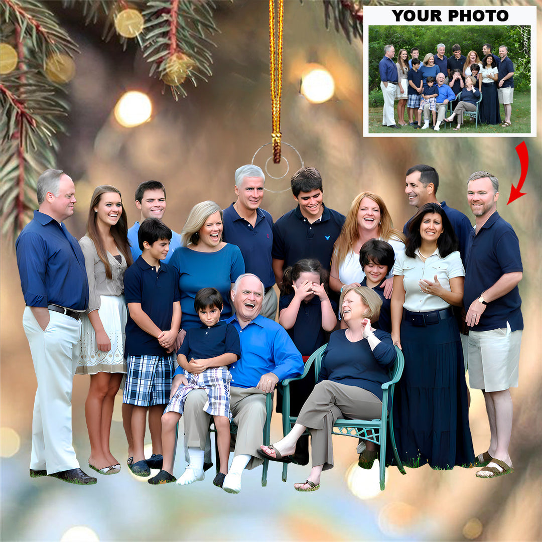 Big Family Portrait - Personalized Photo Mica Ornament - Christmas Gift For Family Members