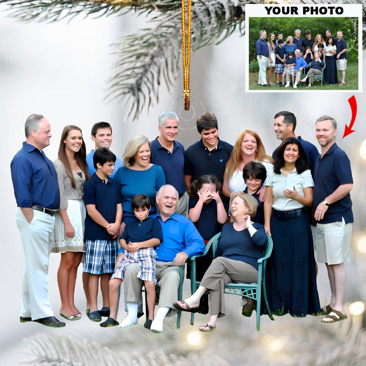 Big Family Portrait - Personalized Photo Mica Ornament - Christmas Gift For Family Members