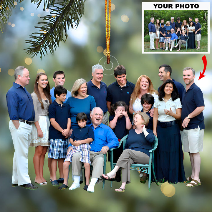 Big Family Portrait - Personalized Photo Mica Ornament - Christmas Gift For Family Members