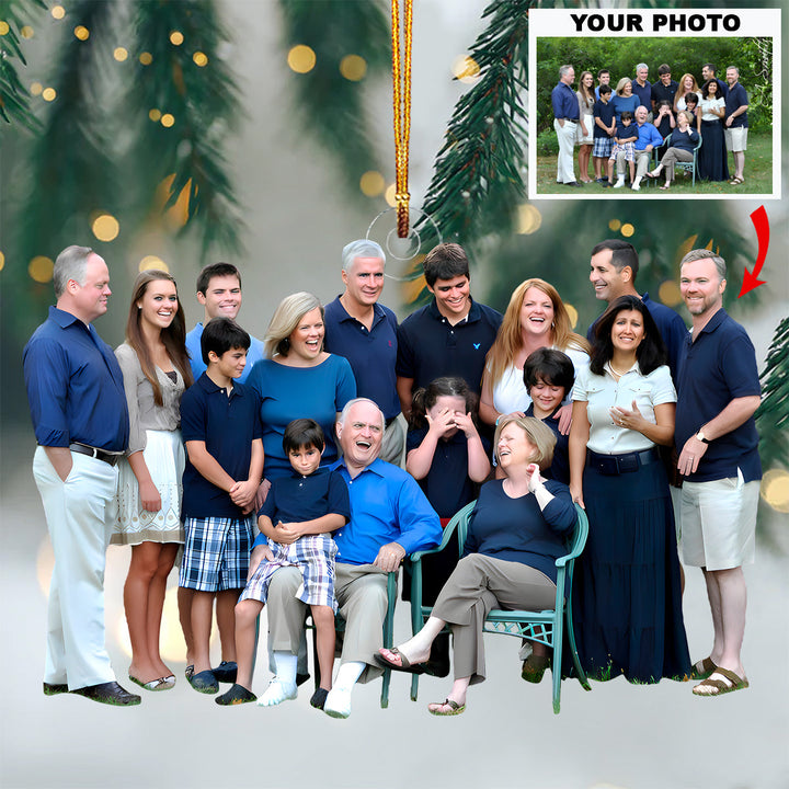 Big Family Portrait - Personalized Photo Mica Ornament - Christmas Gift For Family Members