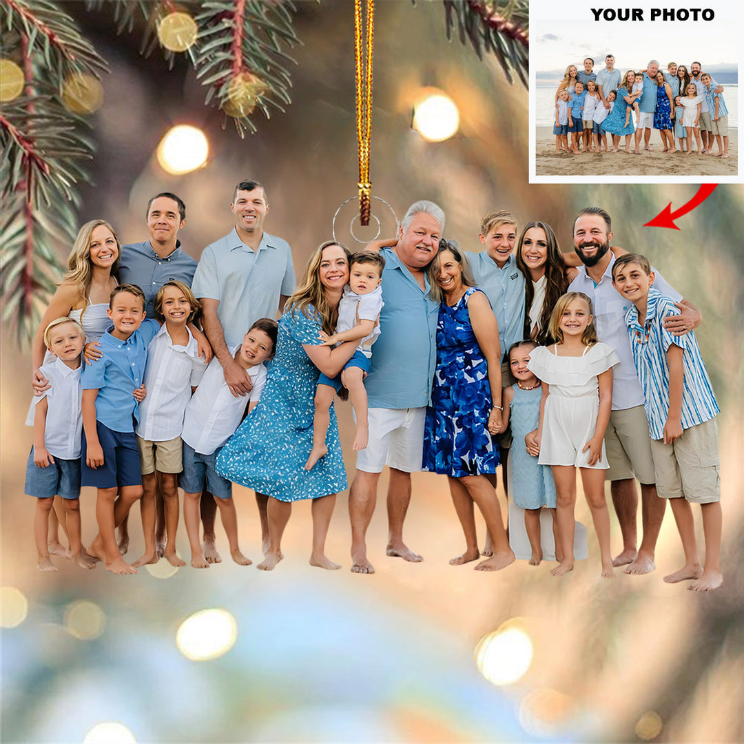 Family Beach Day - Personalized Photo Mica Ornament - Christmas Gift For Family Members