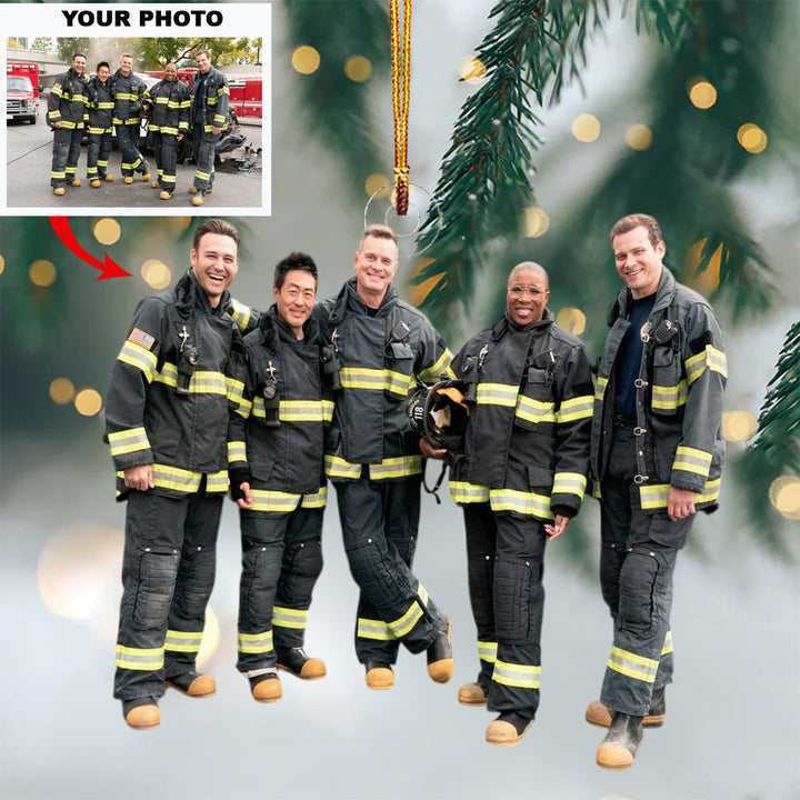 Firefighter Crew - Personalized Photo Mica Ornament - Christmas Gift For Firefighters, Family Members