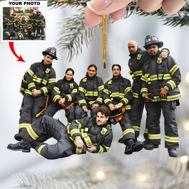 Guardian of Flames - Personalized Photo Mica Ornament - Christmas Gift For Firefighters, Family Members