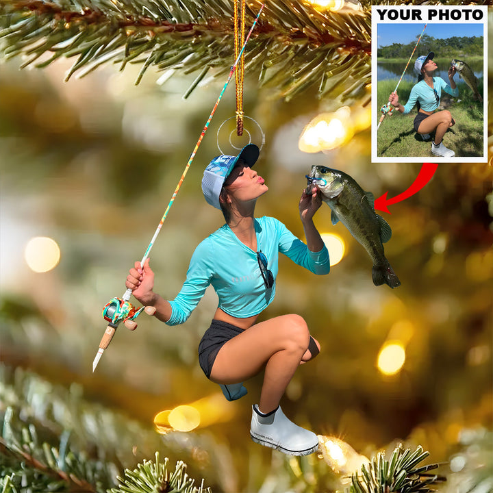 Catch of the Day - Personalized Photo Mica Ornament - Christmas Gift For Anglers And Fishing Enthusiasts